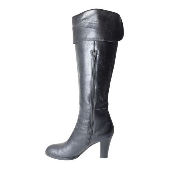 MAX DE CARLO Italian Made Black Leather Knee High Boot Size 9B - Picture 6 of 9